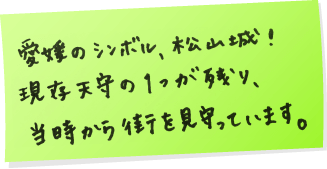 愛媛のシンボル、松山城!現存天守の1つが残り、当時から街を見守っています。